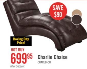 The Brick Charlie faux leather curved chaise - brown offer