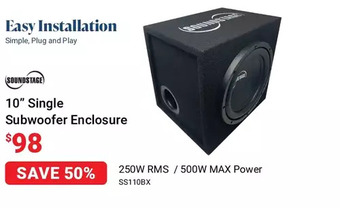 Visions Electronics Soundstage 10" single subwoofer enclosure offer
