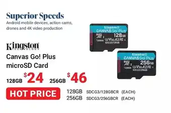 Visions Electronics Kingston canvas go! plus microsd card 128gb offer