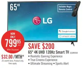 The Brick Lg un90 65" 4k smart uhd tv - 65un9000auj.acc offer
