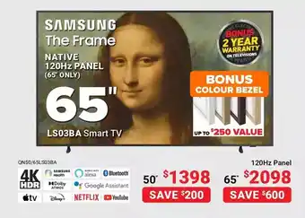 Visions Electronics Samsung 65" the frame ls03ba smart tv offer