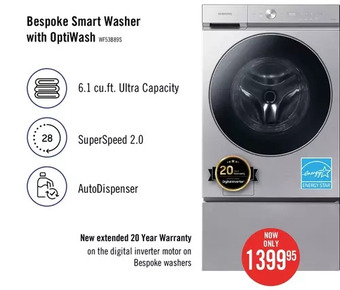 The Brick Samsung bespoke smart washer with optiwash offer