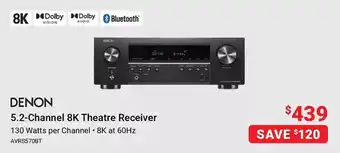 Visions Electronics Denon 5.2-channel 8k theatre receiver bluetooth offer