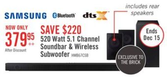 The Brick Samsung soundbar with wireless subwoofer and rear speaker kit - hw-b67c/zc offer