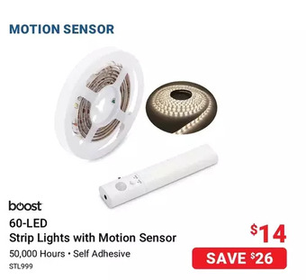 Visions Electronics Boost 60-led strip lights with motion sensor offer