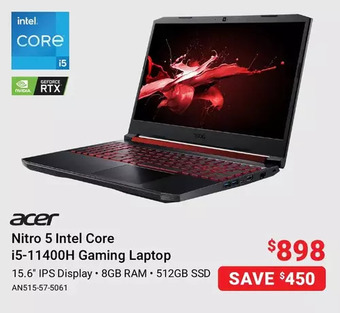 Visions Electronics Acer nitro 5 intel core i5-11400h gaming laptop offer