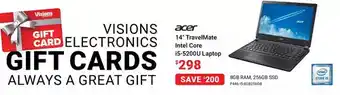 Visions Electronics Acer 14" travelmate intel core i5-5200u laptop 8gb ram, 256gb ssd offer