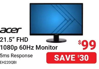 Visions Electronics Acer 21.5" fhd 1080p 60hz monitor offer