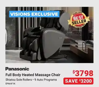 Visions Electronics Panasonic full body massage chair offer