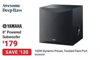 Visions Electronics Yamaha 8" powered subwoofer offer