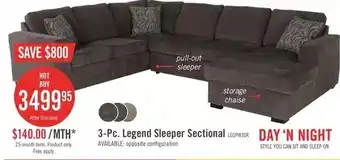 The Brick 3-pc. legend sleeper sectional offer
