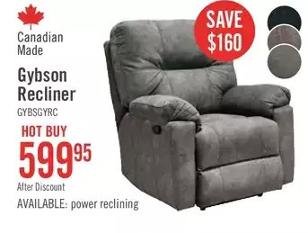 Gybson recliner offer at The Brick