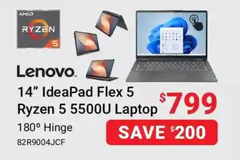 Visions Electronics Lenovo 14" ideapad flex 5 ryzen 5 5500u laptop 180° hinge offer