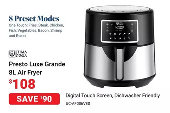 Visions Electronics Ultima cosa presto luxe grande 8l air fryer offer