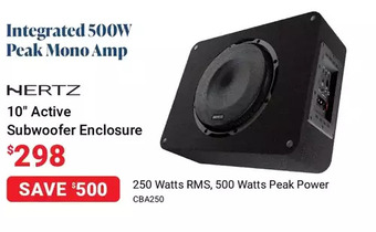 Visions Electronics Hertz 10" active subwoofer enclosure offer