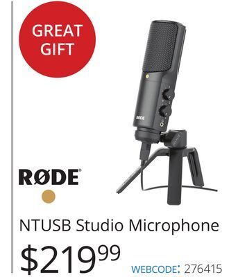 Vistek Rode ntusb studio microphone offer