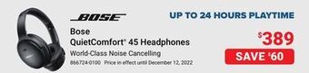 Visions Electronics Bose quietcomfort® 45 headphones offer