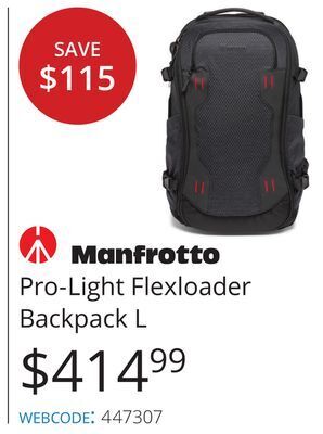 Vistek Manfrotto pro-light flexloader backpack offer