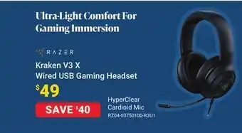 Visions Electronics Razer kraken v3 x wired usb gaming headset offer