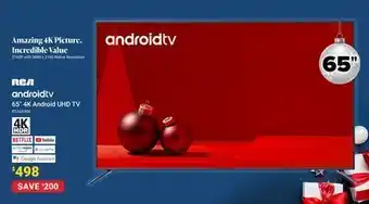 Visions Electronics Rca 65" 4k android uhd tv offer