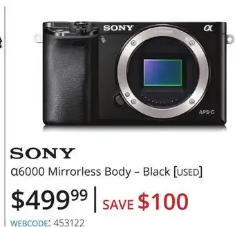 Vistek Sony α6000 mirrorless body-black offer