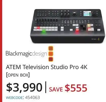 Vistek Blackmagicdesign atem television studio pro 4k [open box] offer
