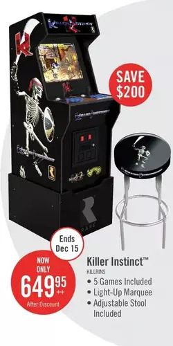 The Brick Arcade1up killer instinct™ arcade cabinet with riser and stool offer