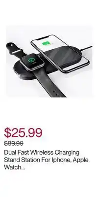 Hudson's Bay Dual fast wireless charging stand station for iphone, apple watch (series 1 - 4), airpods & other qi-enabled smart devices offer