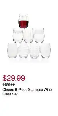 Hudson's Bay Cheers 8-piece stemless wine glass set offer