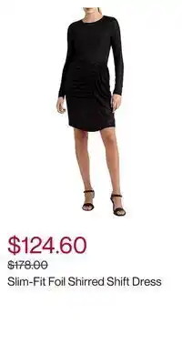 Slim-fit foil shirred shift dress