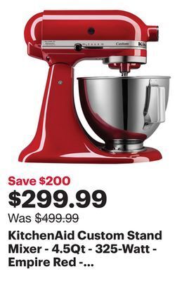 Best Buy Kitchenaid custom stand mixer - 4.5qt - 325-watt - empire red - only at best buy offer