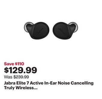 Best Buy Jabra elite 7 active in-ear noise cancelling truly wireless headphones - black offer