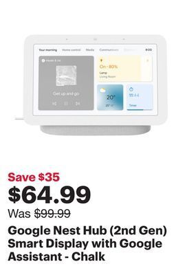 Best Buy Google nest hub (2nd gen) smart display with google assistant - chalk offer