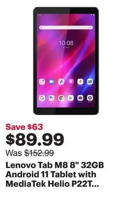Best Buy Lenovo tab m8 8" 32gb android 11 tablet with mediatek helio p22t 8-core processor - iron grey offer