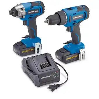 Canadian Tire Mastercraft 20v li-ion 1/2" drill and 1/4" impact driver combo kit | 20v max 2.0ah battery offer
