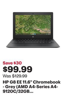 Best Buy Hp g8 ee 11.6" chromebook - grey (amd a4-series a4-9120c/32gb emmc/4gb ram/chrome os) - english offer