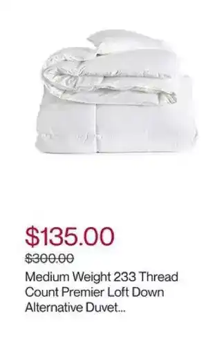 Serta medium weight 233 thread count premier loft down alternative duvet - twin