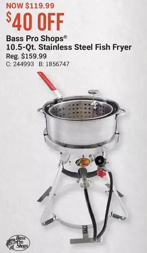 Cabela's Bass pro shops 10-5-qt. stainless steel fish fryer offer