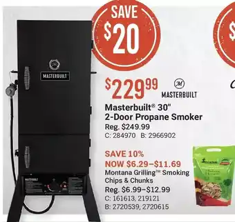 Cabela's Masterbuilt 30" 2-door propane smoker | montana grilling smoking chips & chunks offer