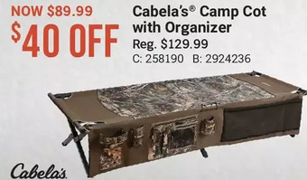 Cabela's Cabela's camp cot with organizer offer