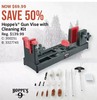 Cabela's Hoppe's gun vise with cleaning kit offer
