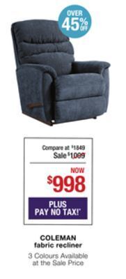 La Z Boy Coleman fabric recliner offer