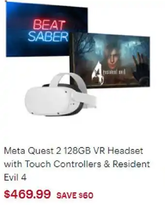 Best Buy Meta Quest 2 128gb VR Headset with Touch Controllers & Resident Evil 4 offer