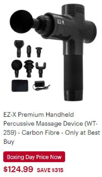 Best Buy EZ-X Premium Handheld Percussive Massage Device (Wt-259) Carbon Fibre - Only at Best Buy offer