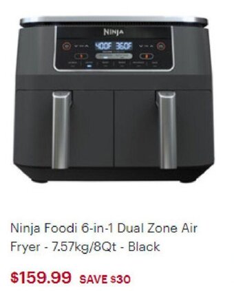 Best Buy Ninja Foodi 6 in 1 Dual Zone Air Fryer - 7.57kg/8Qt - Black offer