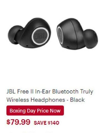 Best Buy JBL Free II in Ear Bluetooth Truly Wireless Headphones - Black offer