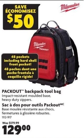 Home Hardware Milwaukee - Packout Backpack Tool Bag offer