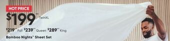 Sleep Country Bamboo nights sheet set offer