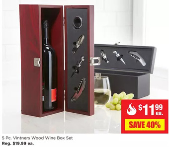 Kitchen Stuff Plus 5 pc. vintners wood wine box set offer