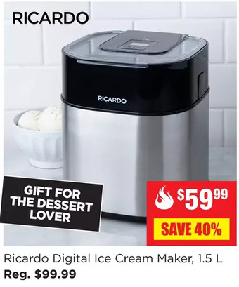 Kitchen Stuff Plus Ricardo digital ice cream maker, 1.5 l offer